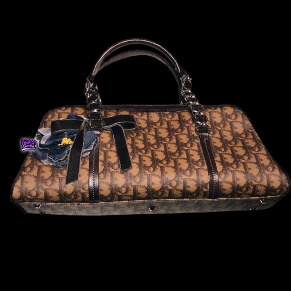 Christian Dior Vintage Brown and Black Monogram Oblique Trotter Logo Handbag - Picture 10 of 12